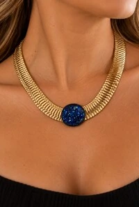 Colar Drusa em Banho Ouro