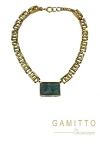 Colar Esmeralda em Banho Ouro