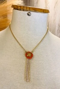 Colar Cristais em Banho Ouro