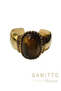 Bracelete Pedra Natural em Banho Ouro