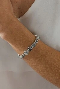 Pulseira Cristais em Banho Prata Vintage