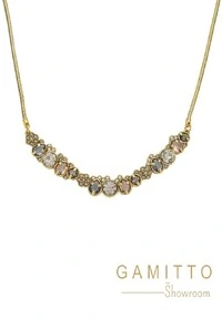Colar Cristais em Banho Ouro Vintage