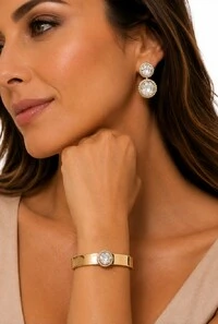 Bracelete Cristais em Banho Ouro