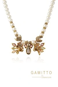 Colar Cristais em Banho Ouro Vintage
