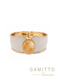 Bracelete Citrino Esmaltado em Banho Ouro