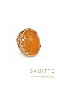 Anel Citrino em Banho Ouro