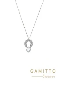 Colar Cristais em Banho Prata Vintage