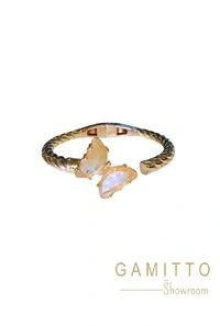 Bracelete Borboleta Citrino em Banho Ouro