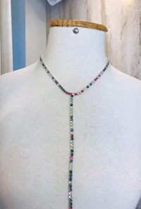 Colar Gravata em Banho Prata