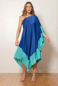 Vestido Unilateral Assimétrico em Viscose