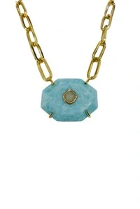 Colar Pedra Natural em Banho Ouro