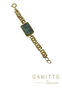 Pulseira Esmeralda em Banho Ouro