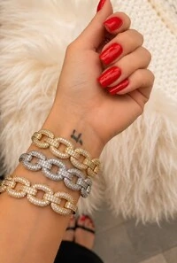Pulseira Cristais em Banho Ouro