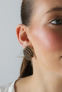Brinco Cristais em Banho Ouro Vintage