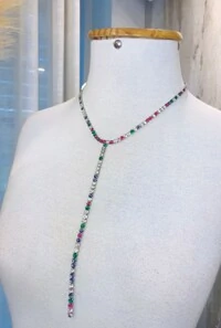 Colar Gravata em Banho Prata