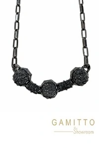 Colar Drusa em Banho Grafite
