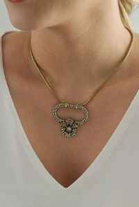 Colar Cristais em Banho Ouro Vintage