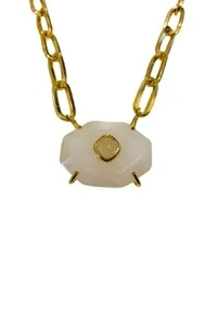 Colar Pedra Natural em Banho Ouro