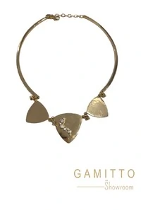 Colar Cristais em Banho Ouro