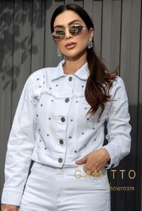 Jaqueta em Sarja com Aplicações de Coração