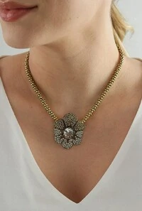 Colar Cristais em Banho Ouro Vintage