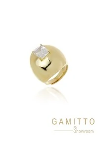 Anel Cristal em Banho Ouro