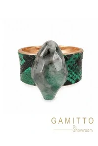 Bracelete Couro Exótico em Banho Ouro