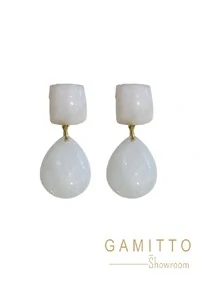 Brinco Pedra Natural em Banho Ouro