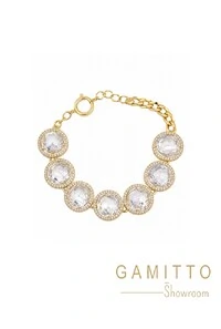Pulseira Cristais em Banho Ouro