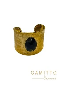 Bracelete Ônix em Banho Ouro