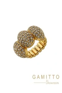 Anel Cristais em Banho Ouro Vintage