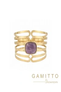 Bracelete Ametista em Banho Ouro