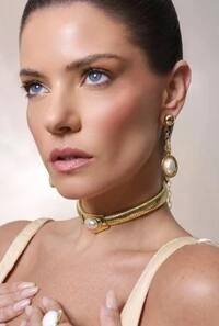 Gargantilha Pérola em Banho Ouro