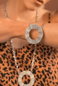 Bracelete Cristais em Banho Prata