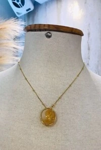 Colar Citrino em Banho Ouro