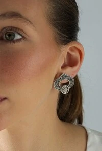 Brinco Cristais em Banho Prata Vintage