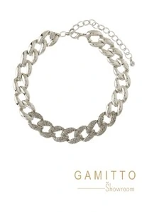 Colar Elos Brilhos em Banho Prata