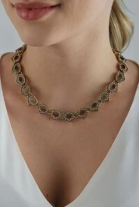 Colar Cristais em Banho Ouro Vintage