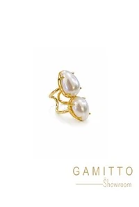 Anel Pérolas em Banho Ouro