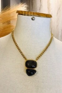 Colar Ônix em Banho Ouro