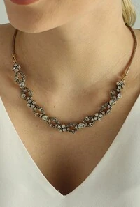 Colar Cristais em Banho Ouro Vintage