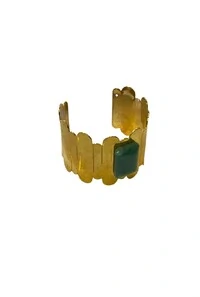 Bracelete Quartzo Verde em Banho Ouro