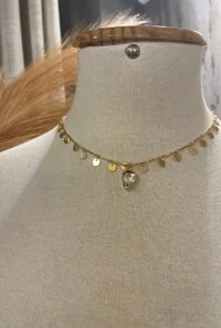 Colar Cristal em Banho Ouro