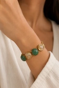 Pulseira Pedra Natural em Banho Ouro