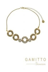 Colar Cristais em Banho Ouro Vintage