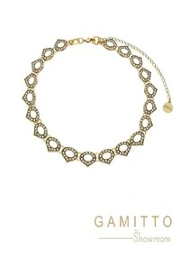 Colar Cristais em Banho Ouro Vintage