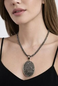 Colar Drusa em Banho Prata