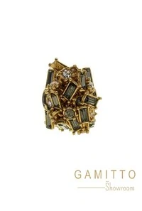 Anel Cristais em Banho Ouro Vintage