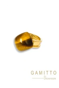 Anel Pedra Natural em Banho Ouro