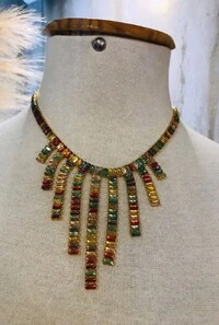 Colar Cristais em Banho Ouro